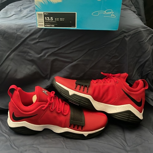 NWT Nike PG 1 Paul George University Red/BlackBasketball Shoes 878627-602 13.5 - Picture 8 of 15